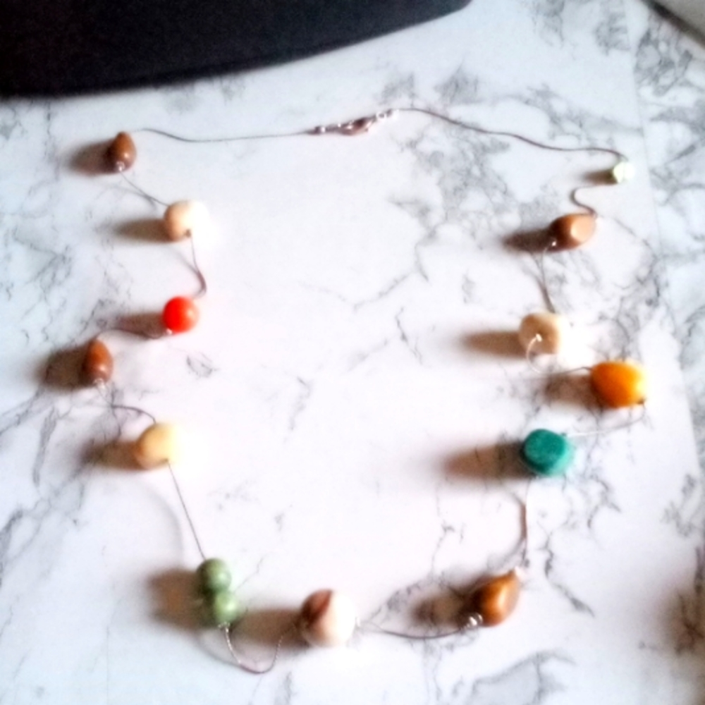 Long Multi-Colored Mixed Material Necklace - image 2